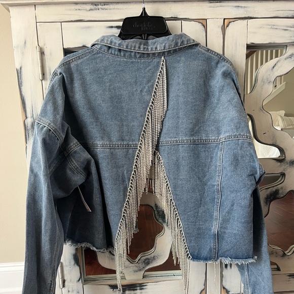 Rhinestone Jean jacket. Never worn. Fits oversized! Bought wrong size! - Picture 1 of 2